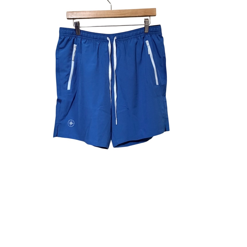 Silverlight Mens Running Shorts XL Blue Lined Zipper Pockets Recycled Stretch